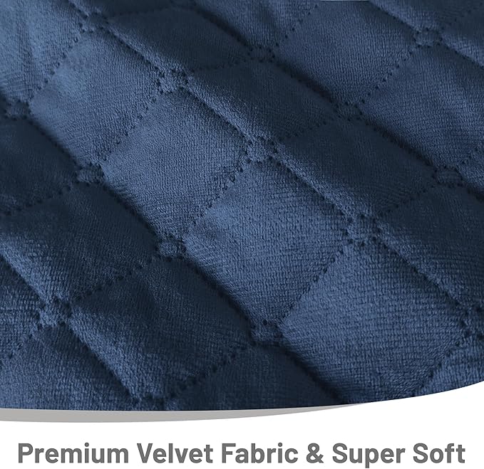 Reclining Sectional Couch Covers 100% Waterproof Velvet L Shape Recliner Sofa Cover for Dogs Pets Washable Anti Slip Recliner Slipcovers with Pockets (5 Seat Sofa, Navy Blue)