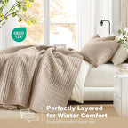 Comfort Spaces - CS13-0933 Kienna Quilt Coverlet Bedspread Ultra Soft Hypoallergenic All Season Lightweight Filling Stitched Bedding Set, Oversized Queen(102"x118"), Taupe 3 Piece