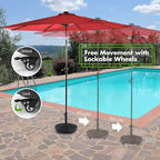 Giantex 50 LBS Patio Umbrella Stand, 20.5 Inch Round Umbrella Base with 4 Lockable Wheels, Heavy-Duty Outdoor Umbrella Holder, Suitable for Pool, Yard, Garden, Street, Market, Rattan Design, Black