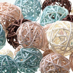 Patelai 36 Pcs Wicker Rattan Balls Decorative Balls for Vase Centerpiece Bowls Orbs Filler for Home Decor,4 Sizes(Blue, Light Brown, Dark Brown, White)