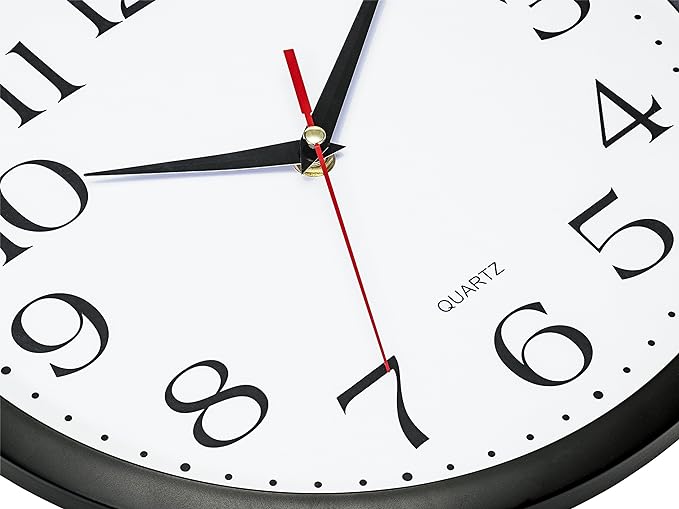 Bernhard Products Black Wall Clocks 2 Pack Silent Non Ticking - 12 Inch Quality Quartz Battery Operated Round Easy to Read Home/Office/Classroom/Business/Kitchen/School Clock