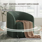 COLAMY Swivel Accent Chair, Modern Barrel Round Chair, Upholstered Comfy Living Room Chair with Armrest, Armchair for Reading Room/Bedroom/Waiting Room/Office, No Assembly, Green