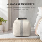 Anji Mountain Artisan Crafted Cotton Blend Pouf Ottoman | Versatile Floor Seating & Footstool for Living Room | Modern Boho Home Décor Accent | Filled Pouffe