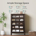 LINSY HOME Rattan Dresser with 5 Deep Drawers, 46" Tall Chest of Drawers, Mid Century Modern Wood Dresser, Large Boho Storage Cabinet for Bedroom with Metal Handle and Durable Legs, Walnut