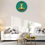 SPUNKER Wall Clock,Funny Frog Wall Clocks for Living Room Decor,Yoga Lotus Flower Kitchen Clocks Wall Battery Operated - 10 Inch Round Bathroom Wall Clock Silent Non-Ticking