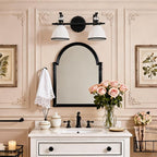 ANDY STAR Bathroom Lighting Fixtures Over Mirror, 2-Light Matte Black Vanity Light with Frosted Glass, Anti-Rust Metal Framed Bathroom Wall Lamp Sconces for Mirror Bedroom, Living Room Hallway