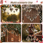 Frienda 8 Pcs Valentine's Day Metal Heart Indoor Outdoor Decorative Cow Bell Rustic Tibetan Inspired Meditation Wind Chime Bell with Jute Hanging Rope for DIY Craft Xmas Wall Decor(Bronze)