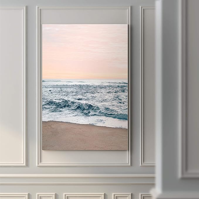 Renditions Gallery Canvas Nature Wall Art Home Paintings & Prints Sandy Wavy Shore Scenic Wall Hanging Modern Decorations Artwork for Bedroom Living Room Office Kitchen - 24"x36" LT06