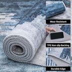 Ciicool Modern Abstract Rug for Living Room, 5'x7' Machine Washable Area Rug Non-Slip Rug, Low-Pile Contemporary Indoor Dining Floor Carpet for Bedroom Office Under Table Home Decor Navy Grey