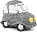 Positive Funny Crochet Car, Emotional Support Mini Handmade Crochet Gift, Inspirational Birthday Gifts for Men Women Friends Boyfriend Dad Coworker, Grey