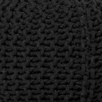 REDEARTH · Round Pouf Ottoman - Hand Knitted Cable Boho Poof Home Décor Pouffe Circular Footrest for Living Room - Nursery - Bedroom - Lounge 100% Cotton (19.5"x19.5"x14") - Black, Set of 2