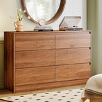 6 Drawer Dresser,47" Wide Mid Century Chest of Drawers,Wooden Bedroom Drawer Dresser with 6 Storage Drawers for Bedroom,Living Room,with Anti-Tipping Device,Dark Walnut