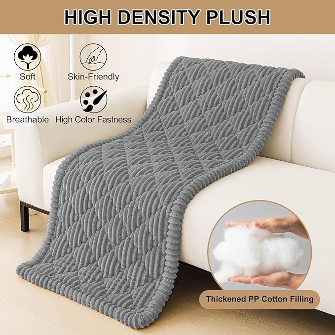 Smiry Pet Couch Cover for Dogs Washable, Non-Slip Fuzzy Couch Covers for 3 Cushion Sofa Pet Friendly, Soft Thick Furniture Protector Sofa Slipcover Mat for Dogs (Grey, 27.6" x 47")