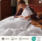 Bedsure Cotton Duvet Cover Set - 100% Cotton Waffle Weave Bright White Duvet Cover Oversized King Size, GentleSoft™ and Breathable Bedding Set for All Season, 3 Pieces, 120"x98"