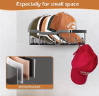 KEETDY Metal Hat Racks for Baseball Caps Wall Hat Organizer Fit 24 Caps Holder, 2 Packs Sturdy Wall Mounted Hat Storage Organizer, Black