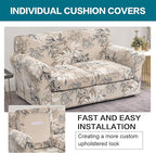 KRFOONN 3 Piece Stretch Sofa Couch Covers for 2 Cushion Couches Printed Sofa Loveseat Slipcover with 2 Separate Seat Cushion Covers Washable Sofa Slip Covers Furniture Protector (Loveseat, 26), Medium