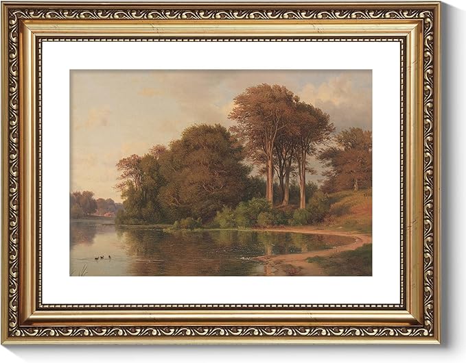 ARPEOTCY Vintage Gold Framed Wall Art Decor, 11x14 Inch Living Room Autumn Scenery Print Fall Wall Decor, Farmhouse Landscape Picture for Bedroom Kitchen, Bathroom Art Decor Aesthetic