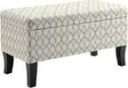 Convenience Concepts Designs4Comfort Winslow Storage Ottoman Bench 32" - Transitional Upholstered Footstool & Seat, for Living Room, Entryway, Hallway, & Bedroom, Ribbon Pattern Fabric