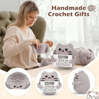Positive Crochet Cat Emotional Inspirational Support Birthday Gifts for Sister,Handmade Knitted Cat for Women Coworker Friend Student Birthday Christmas Support Small Gifts