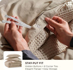Bedsure Cotton Duvet Cover Full - 100% Cotton Waffle Weave Khaki Duvet Cover Set, GentleSoft™ and Breathable Tan Bedding Set for All Season, 3 Pieces, 80"x90"