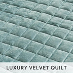 RECYCO Luxury Velvet Quilt Set Twin/Twin XL Size, Lightweight Velvet Comforter Set, Oversized Bedspread Coverlet Quilted Bedding Set, with 1 Matching Pillow Sham, for All Season, Aqua Green