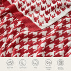 Snuggle Sac Christmas Throw Blanket - Soft Holiday Blanket for Couch, Gift for Family - Houndstooth Red, 50x60 Inches