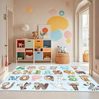 Kids Rugs for Playroom - 5x7 Feet Alphabet Rug for Classroom Educational Learning Animals, Preschool Rug Toddler Children Bedroom Nursery Kindergarten Decor, Blue