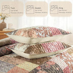 Whale Flotilla Patchwork Quilt King Size, Soft Boho Floral Bedspreads for Bed Reversible Lightweight King Quilt Bedding Set Coverlets with 2 Pillow Shams for All Seasons, Vintage Red Flowers