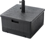 Home Zone Living 119lbs 21" Square Heavy Duty Planter Umbrella Base w/Rolling Wheels & Water Weight Bag for Patio Pool Backyard, Convertible as Table or Planting Box, Supports Up to 11 Ft Umbrella