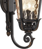 John Timberland Casa Marseille Vintage Outdoor Wall Light Fixture Veranda Bronze Scroll Frame 31" Champagne Hammered Glass for Exterior House Porch Patio Outside Deck Garage Yard Front Door