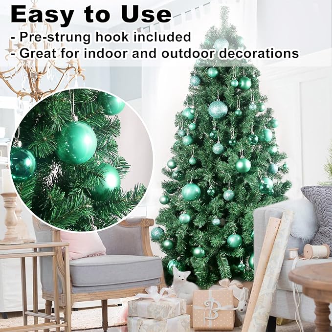 Teal 3.2" Large Christmas Balls - Christmas Tree Decoration Ornaments Shatterproof Hanging Balls for Birthday Halloween Holiday Wedding Decorations Set of 18pcs