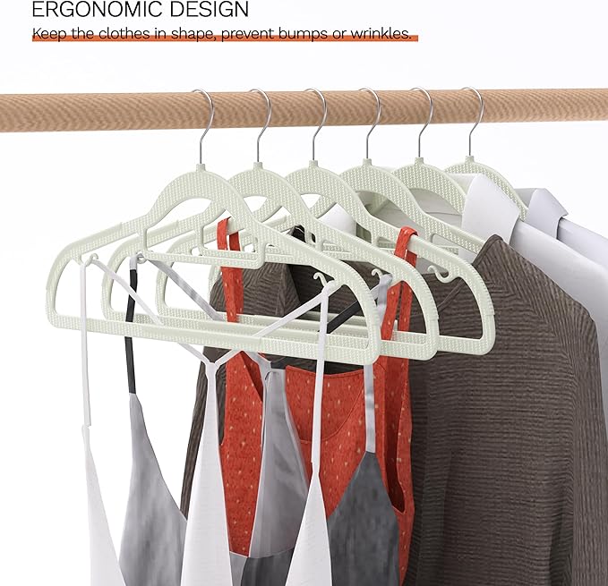 20 Pack Thin Space Saving Hangers, No Slip Clothes Hangers with Non Slip Textured and 360° Hook - Plastic Hanger, Closet Organizer for Shirt, Pants, Suit, Skirt, Coat - White