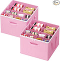 Lifewit Shoe Storage Organizer for Closet, Fabric Large Shoe Box Storage Containers with Clear Cover, Foldable Bins for Boots Heels Sneakers Fits 24-32 Pairs (Each 12-16 Pairs) 2 Pack Pink