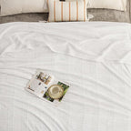 Oversized King Fleece Blanket 120x120 Inches, Seamless Soft Cozy 3D Jacquard Flannel Blanket 10'x10' Extra Large for Bed, Sofa, Couch, Travel & Camping, California King Throw, Ivory White