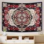 CHDGDHC Boho Mandala Moth Tapestry,Hippie Floral Aesthetic Wall Tapestries, Psychedelic Aesthetic Decor, Large Tapestry for Bedrooms, Living Rooms, and Dorms-79.92x59.84 Inch