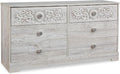 Signature Design by Ashley Paxberry Bohemian 6 Drawer Dresser with Carved Medallion Pattern, White