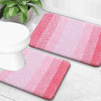 OLANLY Bathroom Rug Set 2 Piece, Soft Absorbent Microfiber Bath Mats and U-Shaped Contour Toilet Rug, Non-Slip, Machine Wash Dry, Plush Shaggy Bath Mats for Bathroom (30"x20"+24"x20", Pink)