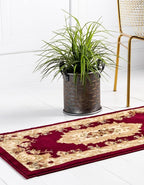 Rugs.com Chateau Collection Rug – 2' x 8' Runner Red Medium Rug Perfect for Hallways, Entryways