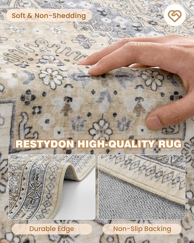 Kitchen Runner Rug Non Slip Washable 2.5x8, Soft Low Pile Entryway Rug Runners for Hallways,Carpet Runner for Living Room,Kitchen, Laundry, Bathroom(Beige,2.5'x8')