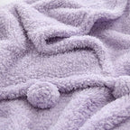HORIMOTE HOME Ultra Soft Cozy Sherpa Throw Blanket with Pompom Fringe, Light Weight Warm Decorative Boho Style Plush Throw Blanket Cover for Couch, Sofa, Bedroom,Travel, Outdoor, 60”x80”, Purple
