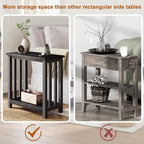 ChooChoo Mission End Tables Set of 2, Narrow Side Tables for Small Spaces, Night Stands with Storage Shelf for Living Room and Bedroom, Black