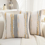 Boho Pillow Covers 18x18 Set of 2 for Couch-Modern Farmhouse Sofa Decorative Throw Pillow Covers Textured Chenille Cushion Covers Outdoor Netural Bohemian Pillow Cases Square