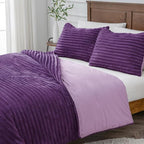 BEDELITE Fleece Queen Comforter Set -Super Soft & Warm Fluffy Purple Bedding, Luxury Fuzzy Heavy Bed Set for Winter with 2 Pillow Cases