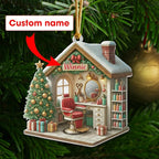 Personalized Hair Salon Christmas Ornament 2025, Custom Name Acrylic Barber Shop Decor, 2D Flat Xmas Tree Ornament, for Hairdresser & Stylist
