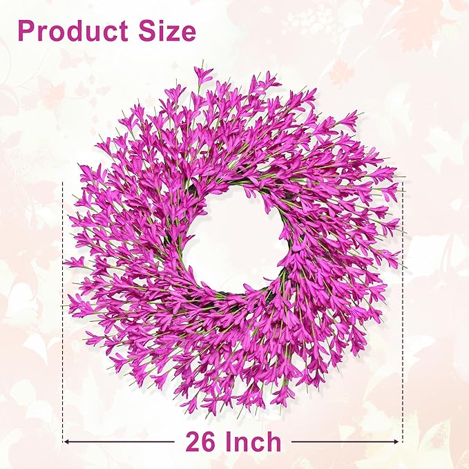 26 Inch Spring Wreaths for Front Door Large Spring Door Wreath Easter Valentines Wild Floral Summer Wreaths Outside All Season for Farmhouse Porch Wall Wedding Living Room Home Decor(Rose Red)
