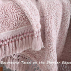 Ultra Soft Cozy Sherpa Throw Blanket, Light Weight Warm Decorative Throw Blanket with Tassel, 2 Tones Ombre Dusty Pink Pattern Reversible Boho Style Blanket for Sofa, Couch, Bedroom,Travel, 60”x80”