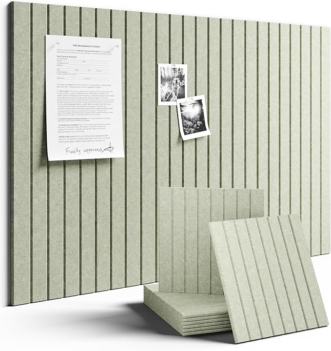Fluxynara Large Felt Bulletin Board 36" x 24" Cork Board Alternative-6 Pack with 40 Safe Removable Adhesive Tabs, Cork Boards for Walls Cork Board for Home Office Classroom Pin Board - Sage Green