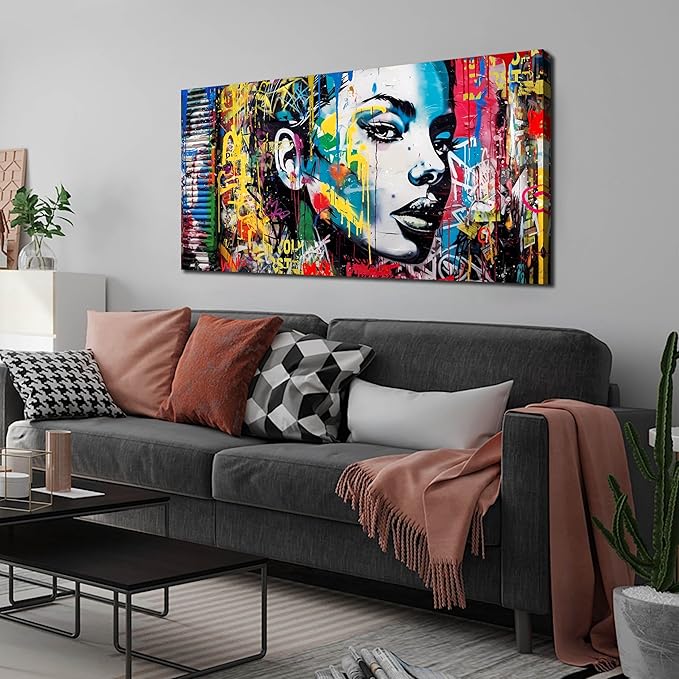 African American Wall Art - Graffiti Art Wall Decor Bedroom - Colorful Wall Decor for Teen Girls Size 24" x 48"