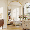 Suidia Arched Full Length Mirror, 90"x46" Floor Mirror Freestanding, Floor Standing Full Body Mirror with Stand for Bedroom, Hanging Leaning Mounted for Living Room Cloakroom, Gold