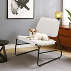 DAICO Modern Accent Chair Armless Sling Accent Chairs Comfy Upholstered Side Sitting Chairs with Metal Frame for Living Room Bedroom Balcony Garden, Linen, Beige